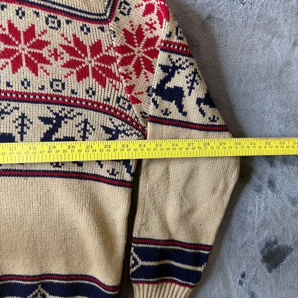 Young Bloods Pullover Sweater Long Sleeve Snowflake X-Large Crewneck Beige - Picture 5 of 7